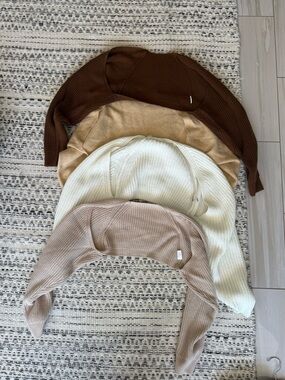 Pilates shrugs- set- Ivory, Taupe, Camel, Chocolate